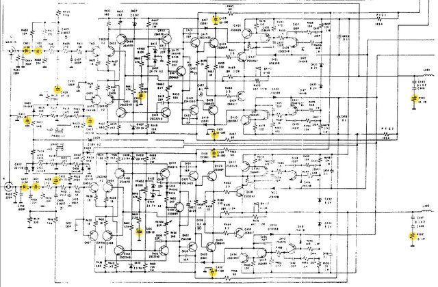 NAD 3240PE schematic detail power amps recap after oscillation