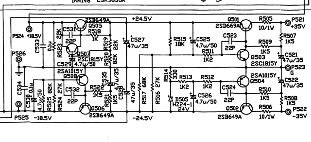 NAD 7100 Schematic detail voltage regulators