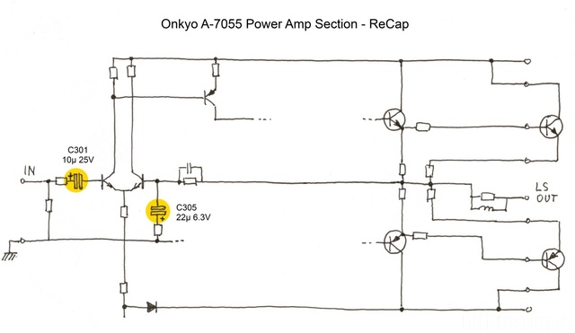 Onkyo A-7055 Power Amp Section - ReCap _midres