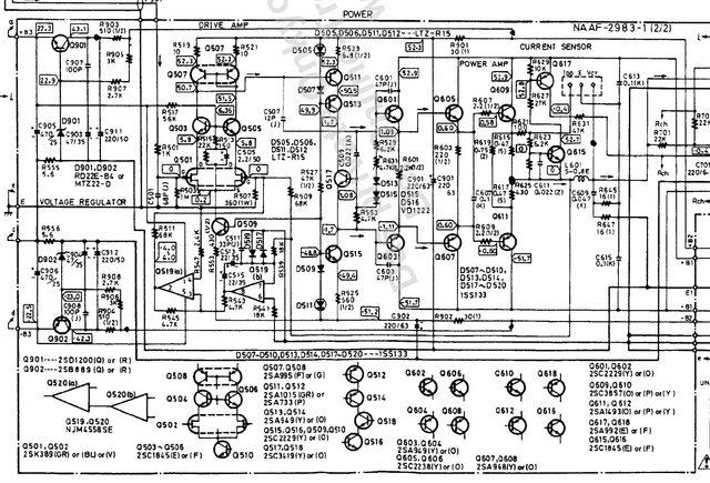 Onkyo A-8450 A8170 schematic power amp section