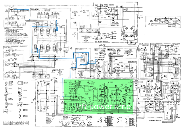 Onkyo A-8650 Schematic signal path to power amp marked