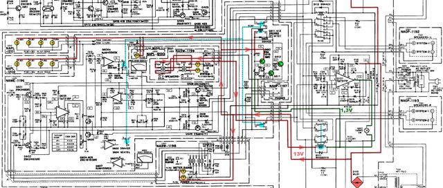 Onkyo M-5060R schematic output switch relay selection pilot light bulbs supply voltages