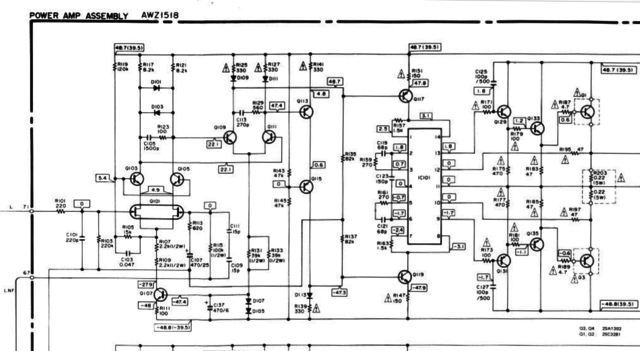 Pioneer A-616 schematic detail left power amp