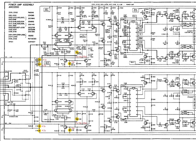 Pioneer A 757 Schematic Detail Power Amp Marked ReCap