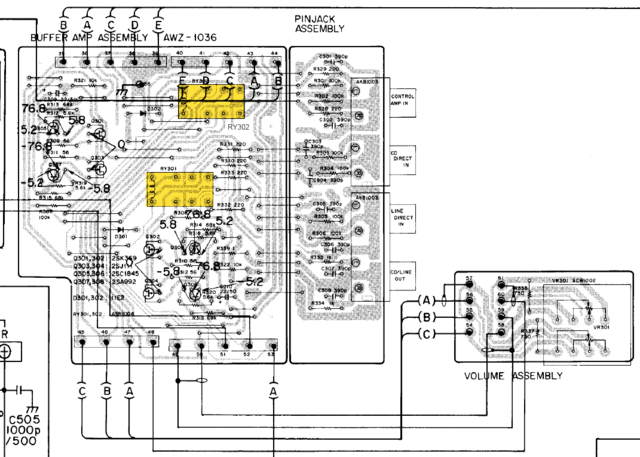 Pioneer M-90 input selector relays print relais control