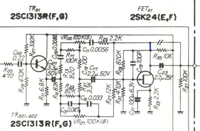 Sansui 771 Schematic Detail Tone Amp With Noise Problem And Factory Modification