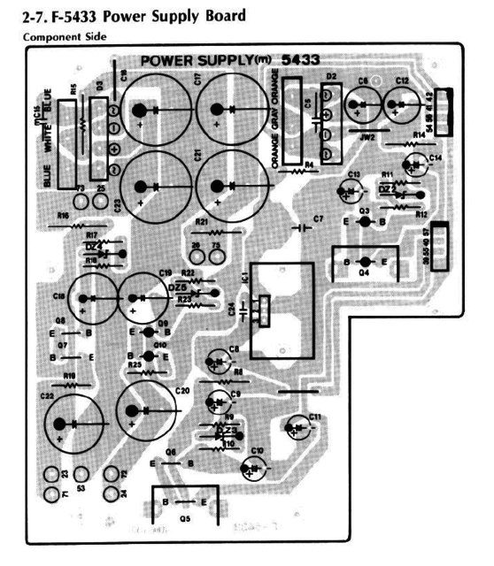 Sansui B-2102 PCB layout power supply board F-5433