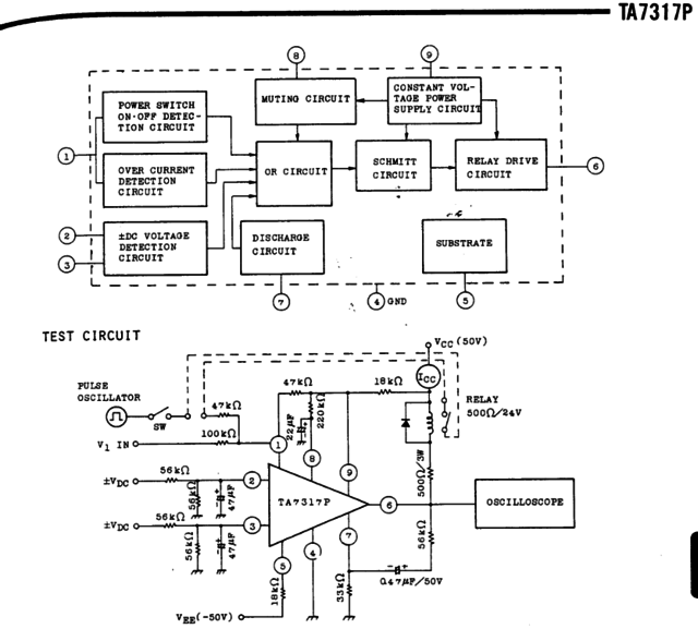 Sansui B-2102 protection IC TA7317 datasheet detail