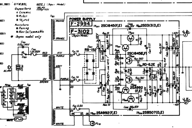 Sansui CA-F1 Schematic detail power supply