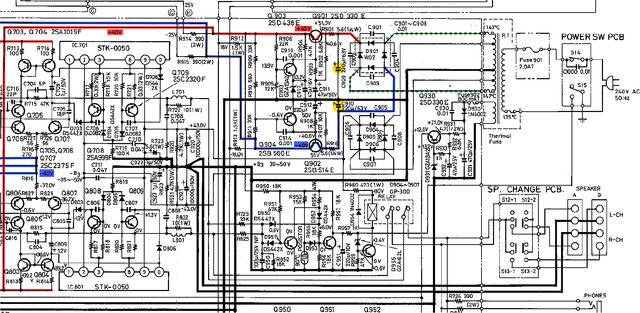 Sanyo Plus A 35 Schematic Detail Power Supply Rails Marked