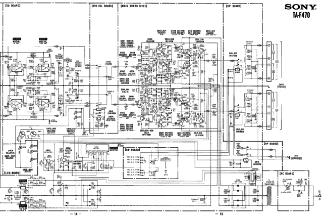 Sony TA-F470 Schematic Detail Power Supply And Main Amp And Protection