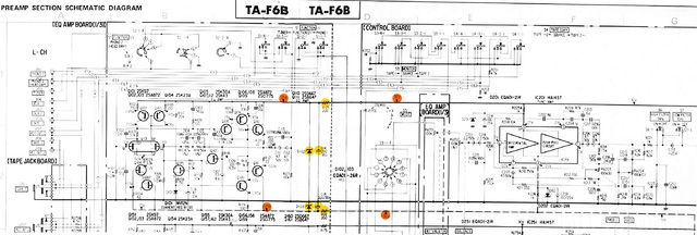 Sony TA-F6B schematic preamp equalizer section supply parts marked