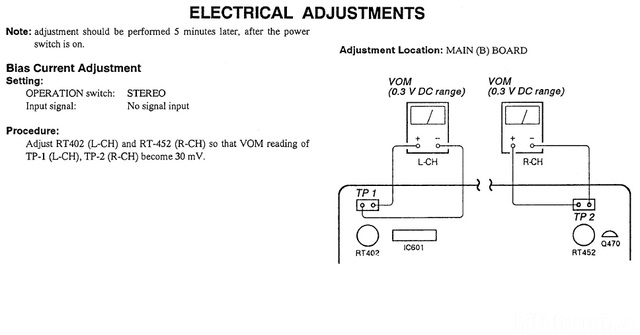 Sony TA F707ES Idle Current Bias Adjustment Instructions