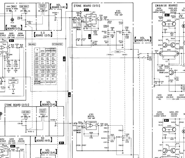 Sony TA-F707ES schematic detail tone board