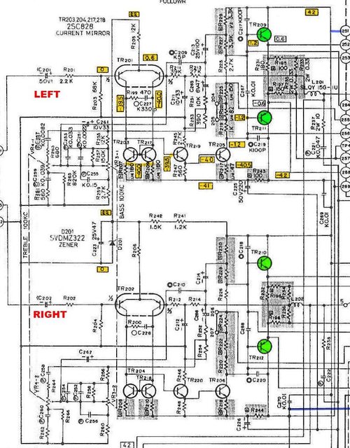 SU-7700 schematic power amp section first stages