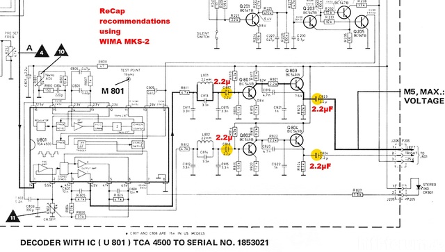 Tandberg TR-2025 schematic stereo decoder ReCap electrolytic capacitor replacement by film marked