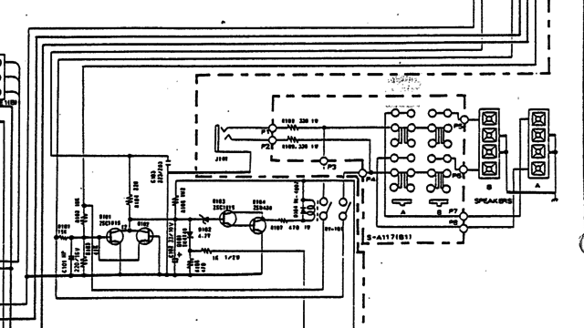 Teac A-X55 schematic detail protection and relay drive