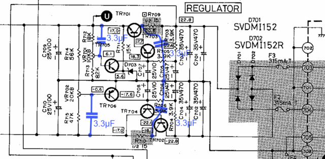 Technics SH-9010 schematic detail voltage regulator improved