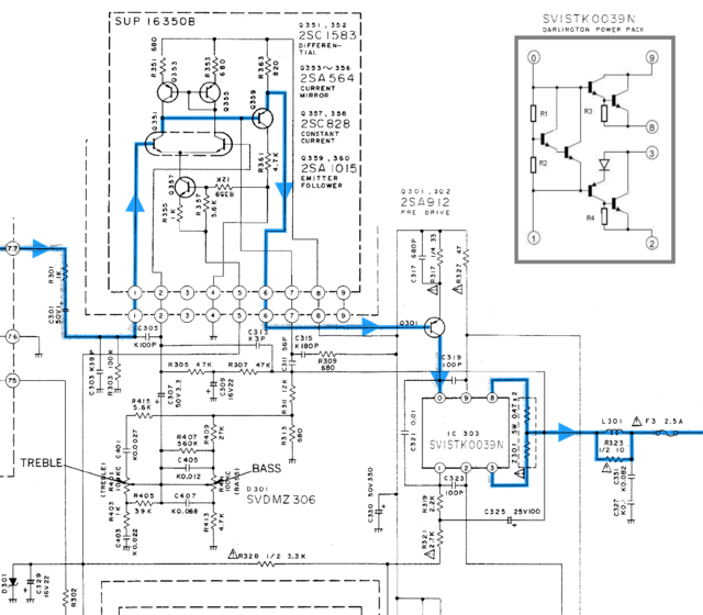 Technics SU 8022K Schematic Detail Left Power Amp With SVI STK0039N
