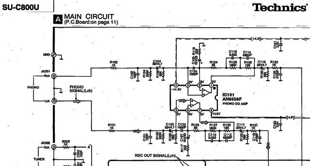 Technics SU-C800U schematic detail phono equalizer