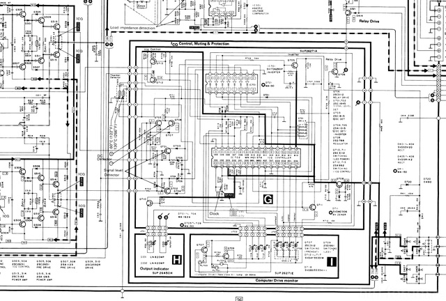 Technics SU-V505 schematic detail idle current control computer and protection circuit