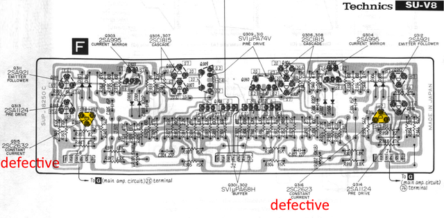 Technics SU-V8 PCB F layout power amp VAS