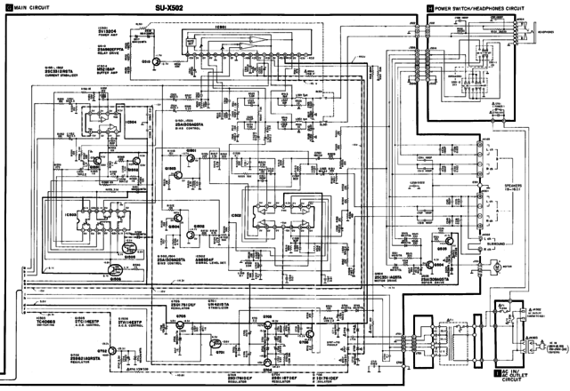 Technics SU-X502 schematic detail main amp section