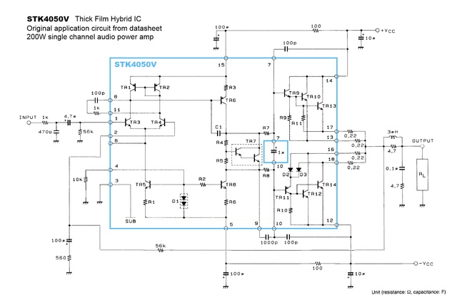 Uher UMA-400 schematic detail with STK4050V Equivalent Circuit from Sanyo datasheet v3