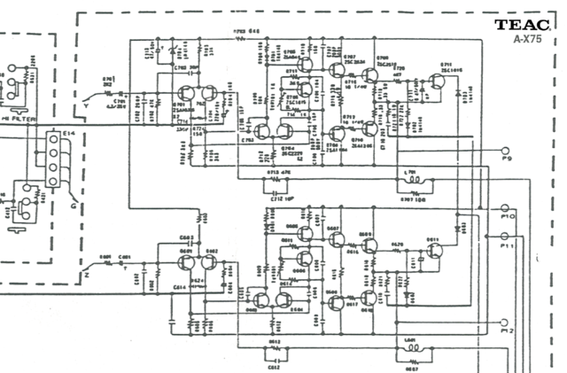 Verstrker Teac A-X75 schematic detail both power channels