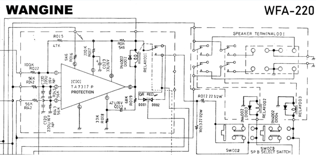 Wangine WFA-220 schematic detail protection IC TA7317P