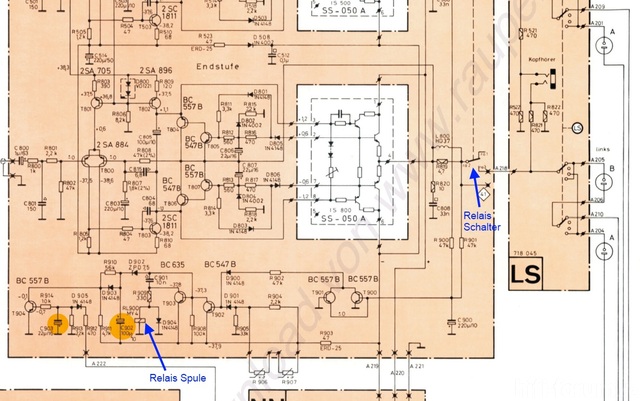 Wega R 3141 Schematic Detail Left Power Amp And Protection Circuit