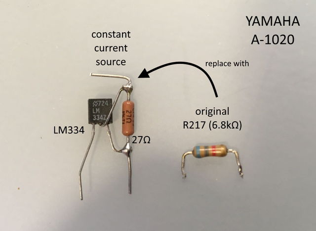 Yamaha A 1020 Constant Current Source 1st Differential Stage Replacing R217 Longtail Resistor