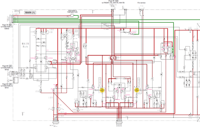 Yamaha A S1100 Schematic Detail Left Power Amp Section Floating Balanced Circlotron Like