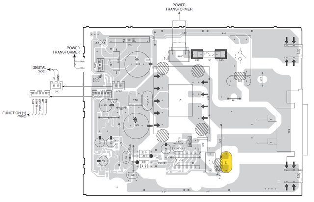 Yamaha A-S801 PCB Layout OPERATION(8) Standby Circuit Capacitor C7 Marked