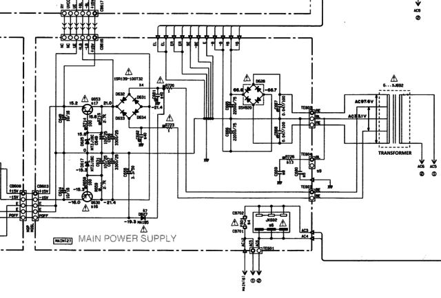 Yamaha AX-1090 Schematic Detail Main Power Supply Including 15V Regulator