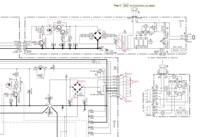 Yamaha AX-497 Schematic Detail Power Supply And Standby Supply