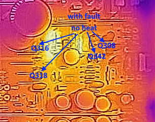 Yamaha AX-900 heat map right channel amp VAS when faulty no heat showing at transistors Wrmebild