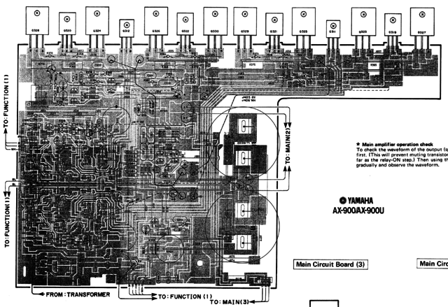 Yamaha AX-900 PCB layout and power supply