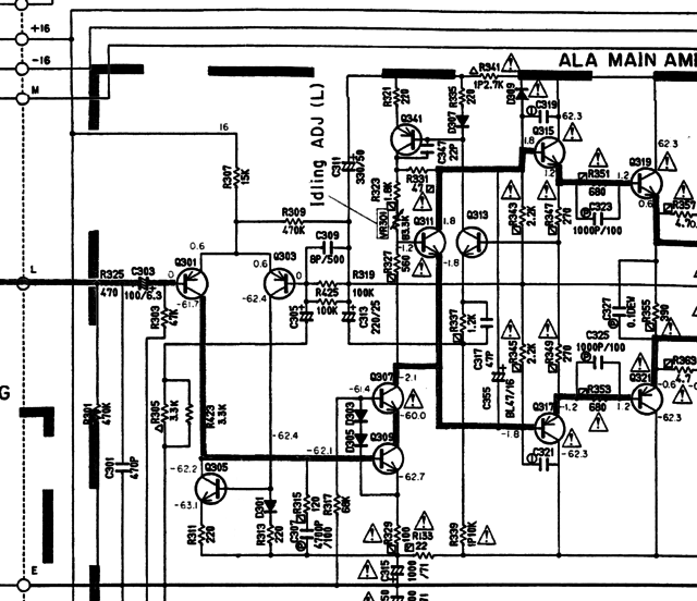 Yamaha AX-900 Schematic Detail Left Power Amp Input Differential Stages