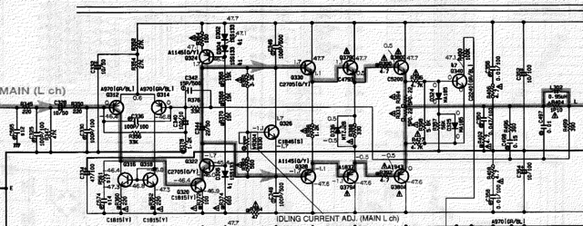 Yamaha DSP-A1 Schematic Detail Left Main Power Amplifier