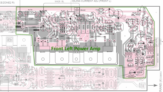 Yamaha DSP-Z9 RX-Z9 PCB layout main front left power amp marked