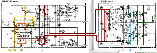 Yamaha M-4 Schematic Detail Right Power Amp Stages Marked