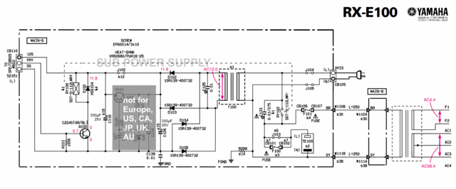 Yamaha RX-E100 schematic detail standby sub power supply