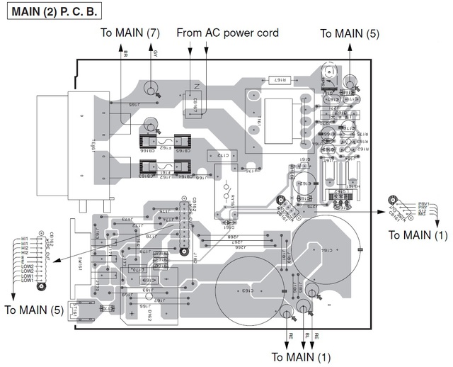 Yamaha RX-V520 PCB layout MAIN(2) standby