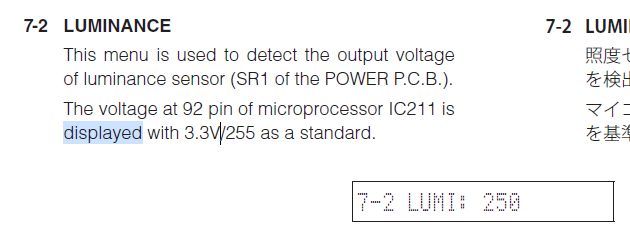 Yamaha TSX-130 TSX-120 Self Diagnostic Mode description about luminance display problem