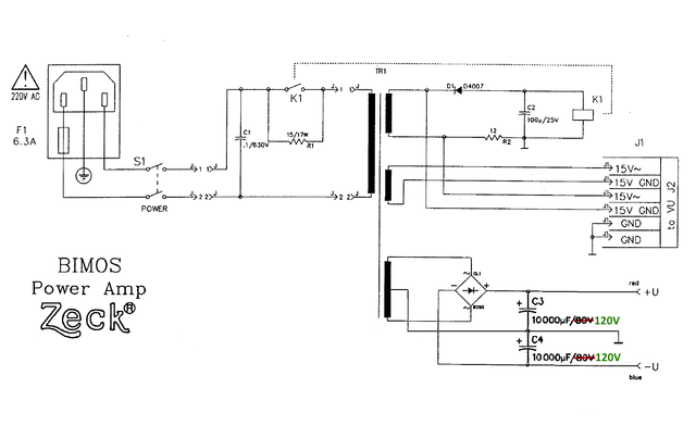 Zeck A902 schematic detail power supply