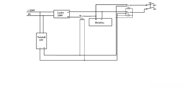 Relais Umschaltung 230V Lader