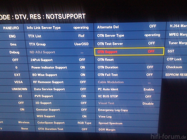 OTN Support ausschalten