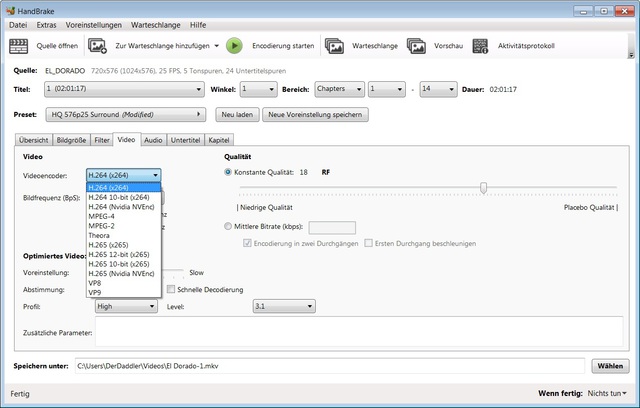 Handbrake Konfig 1