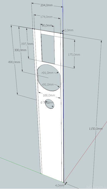 GS Spontan Schallwand 4mm Bemaßung